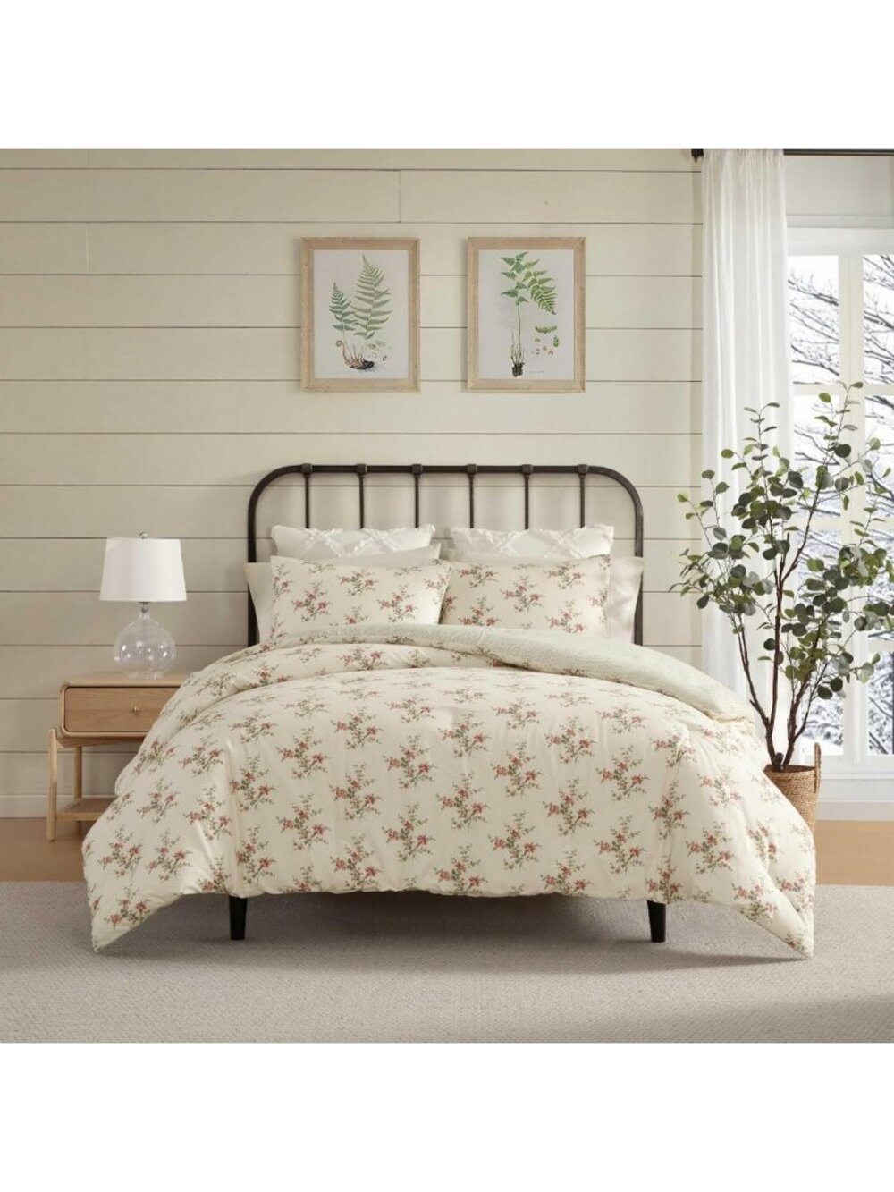 Cozy Twin Comforter Set with Shams, Soft Cotton Flannel, Reversible Design